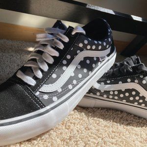 Black and white polka dot vans